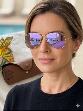 Ray-Ban Large Metal Aviator Sunglasses- Purple Flash (RB3025|167/4K|55)